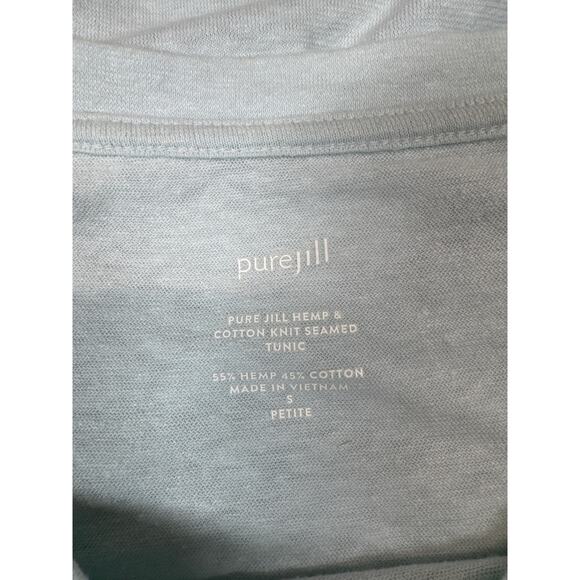 Pure Jill J.Jill Hemp Cotton Knit Seamed Tunic Light Blue Petite Size Small PS - Picture 3 of 5